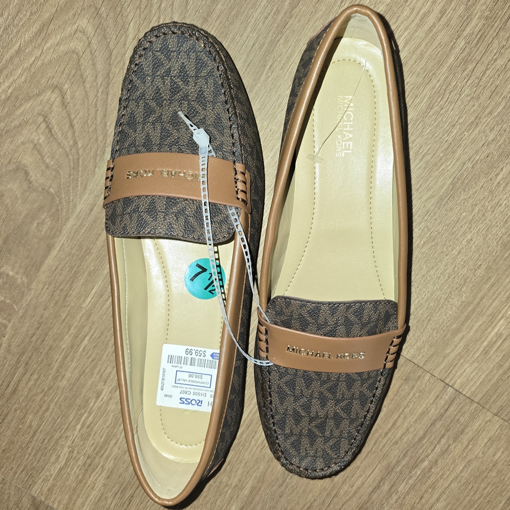 Michael Kors Brown and Tan Patterned Loafers